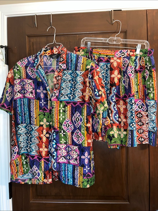 Options Melrose Pants - Multicolor Patchwork Bermuda Shorts - Bold Summer Print